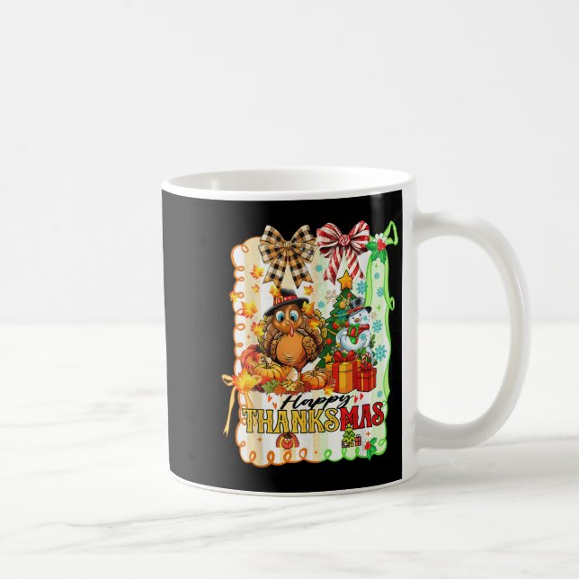 Happy Thanksmas Turkey Thanksgiving Ne Tree Christ Coffee Mug (Right)