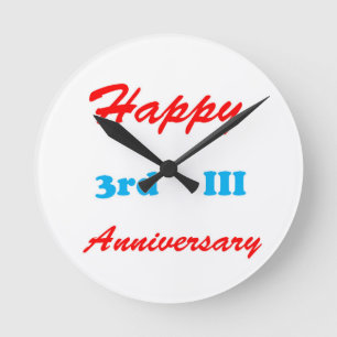 Happy THIRD 3rd III ANNIVERSARY Shirts RETURN GIFT Round Clock