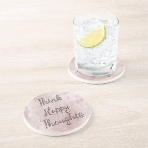 Happy Thoughts Dusty Rose Blush Pink  Coaster