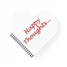 "Happy Thoughts" heart-shaped spiral notebook