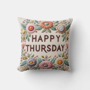 Happy Thursday: A Floral Wreath Embroidery Texture Cushion