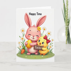 Happy Time Easter Card Watercolor Style