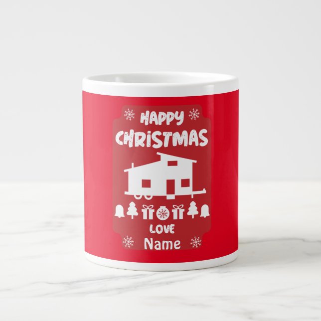 Happy Tiny House Christmas Large Coffee Mug (Front)