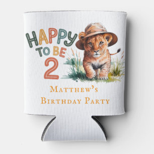 Happy To Be 2 Lion Cub Birthday Party Favour Can Cooler