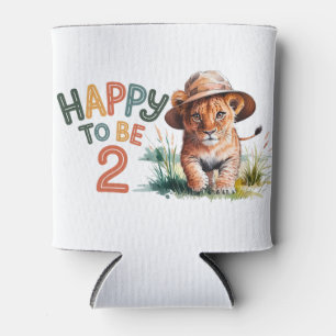 Happy To Be 2 Lion Cub Birthday Party Favour Can Cooler