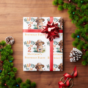 Happy To Be 2 Lion Cub Birthday Party Wrapping Paper