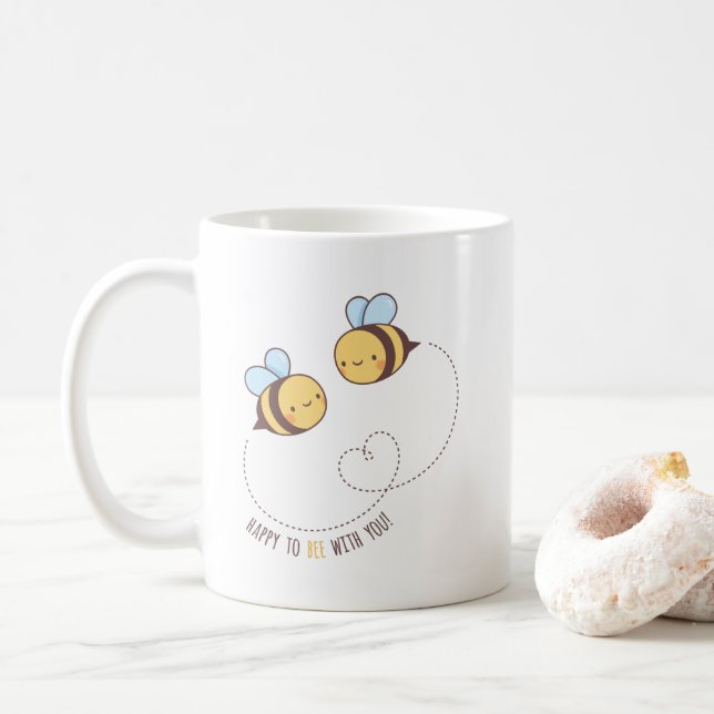 Happy To Be With You, Bee Couple Coffee Mug (With Donut)