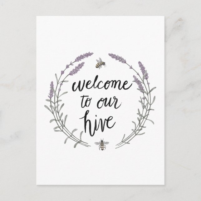 Happy to Bee Home Words II | Welcome to Our Hive Postcard (Front)
