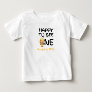 Happy To Bee One Honey Yellow Girls 1st Birthday Baby T-Shirt