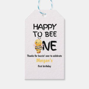 Happy To Bee One Honey Yellow Girls 1st Birthday Gift Tags