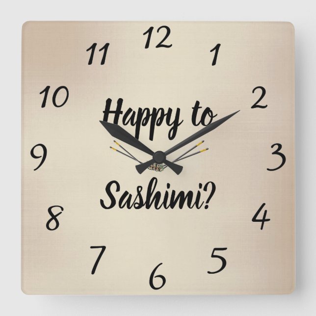 Happy To Sashimi? Wall Clock (Front)