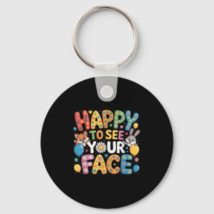 Happy To See Your Face Animal Daisy Flowers Back T Key Ring