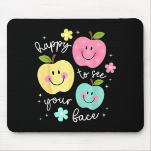 Happy To See Your Face Groovy Apple Smile Face Tea Mouse Pad