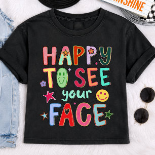 Happy to See Your Face Retro Smiley Graphic Shirt