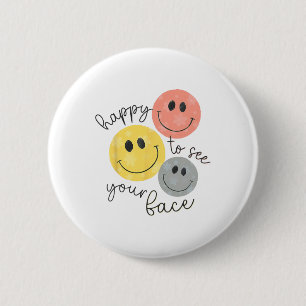 Happy To See Your Face Teacher Disco Ball Back To 6 Cm Round Badge