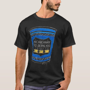 Happy To Serve You Blue Greek Diner Coffee Cup Nyc T-Shirt