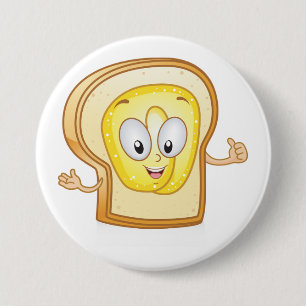 Happy Toast Kawaii Buttered Bread Slice 7.5 Cm Round Badge