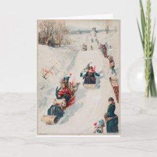 Happy Tobogganing Holidays Holiday Card