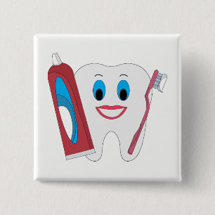 Happy Tooth 15 Cm Square Badge