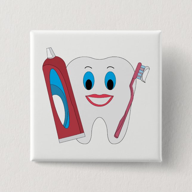Happy Tooth 15 Cm Square Badge (Front)