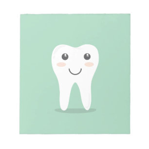 Happy Tooth cartoon dentist brushing toothbrush Notepad