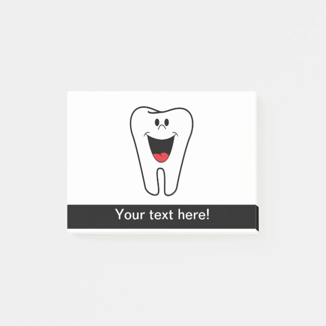 Happy tooth cartoon post-it notes (Front)