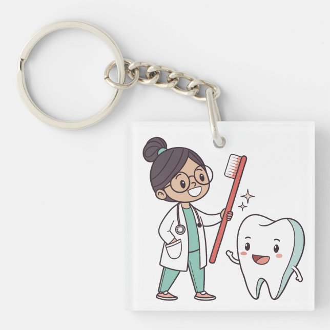 Happy Tooth Dental Care  Key Ring (Front)