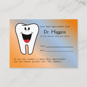 Happy Tooth Dentist Appointment Reminder Card