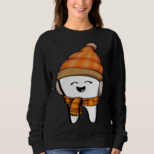Happy Tooth fall Brush Them All Funny Milk Teeth F Sweatshirt (Front)