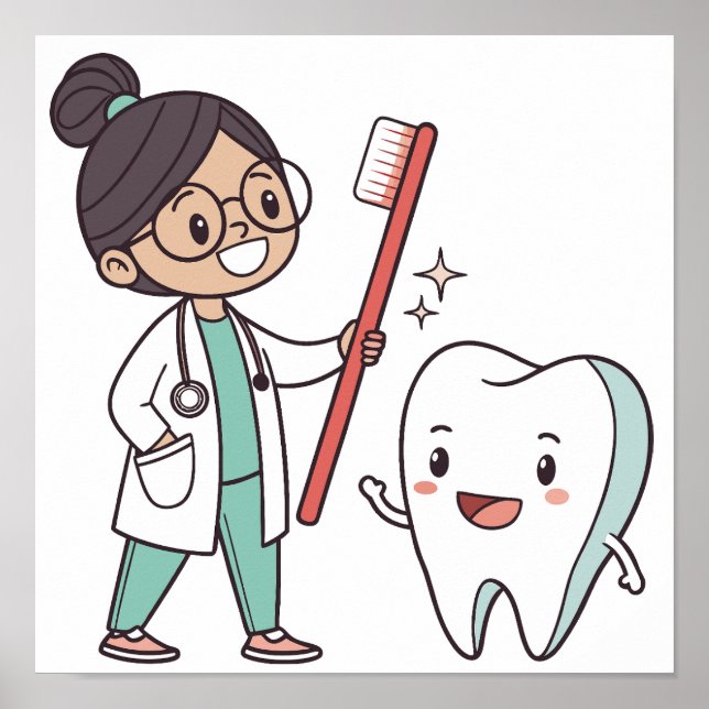 Happy Tooth & Friendly Dentist Poster (Front)