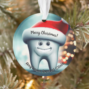 Happy Tooth in Santa Hat Christmas   Ornament