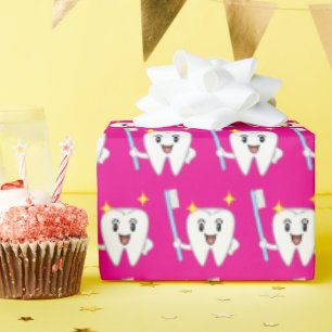 Happy Tooth With Toothbrush Wrapping Paper