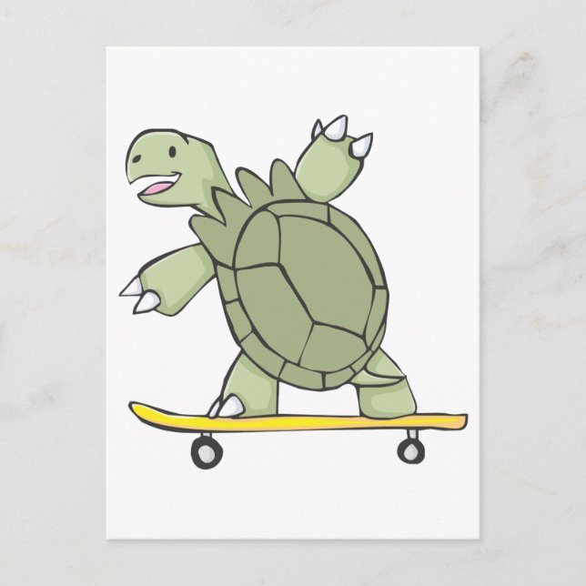 Happy Tortoise Riding Skate Board Postcard (Front)