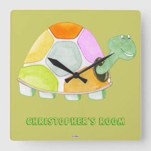 Happy Tortoise Square Wall Clock