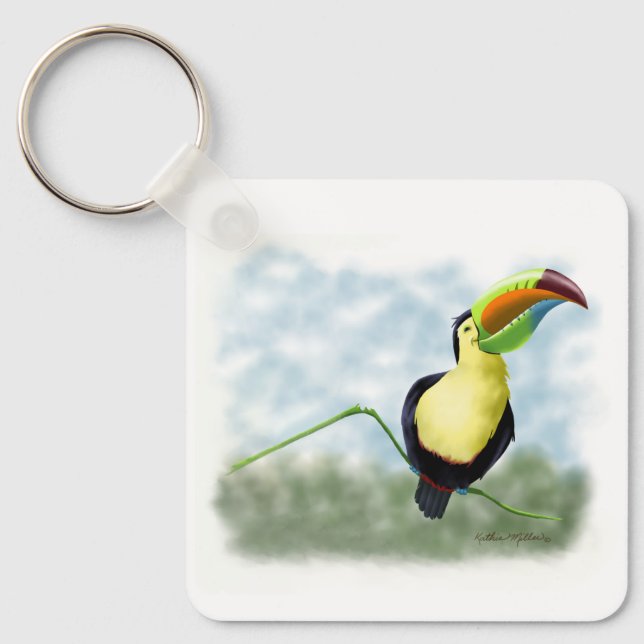Happy Toucan Cartoon Key Ring (Front)