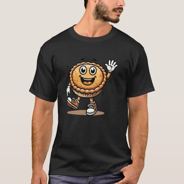 Happy Tourtière Cartoon Apparel T-Shirt (Front)