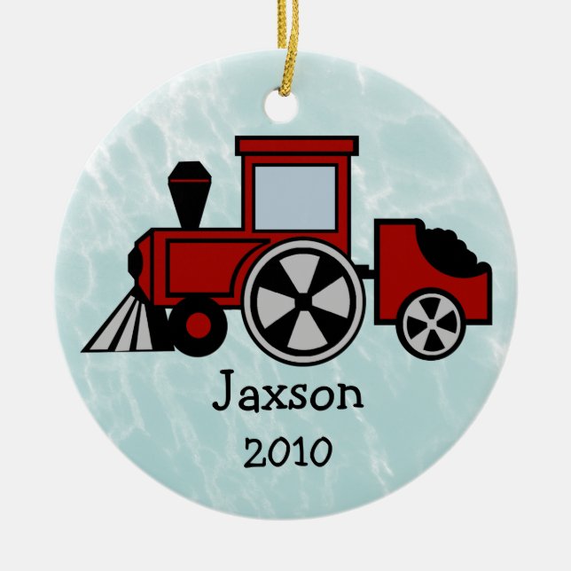 Happy Tracks Choo Choo Ceramic Ornament (Front)