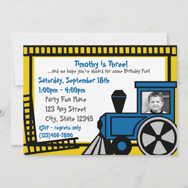 Happy Tracks Railroad Invitation (Front)