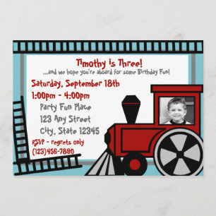 Happy Tracks Railroad Invitation/ Red Invitation