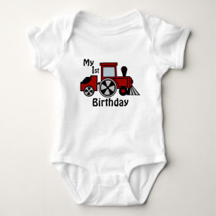 Happy Tracks/ Red Train Engine Baby Bodysuit
