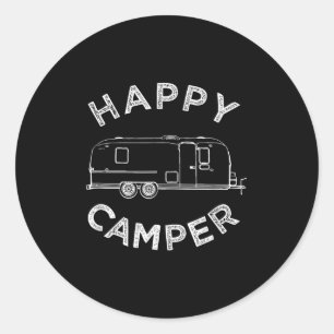 Happy Trailer Camper , Retro Camping Caravan Tee  Classic Round Sticker