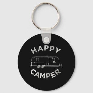 Happy Trailer Camper , Retro Camping Caravan Tee  Key Ring