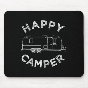 Happy Trailer Camper , Retro Camping Caravan Tee Mouse Pad