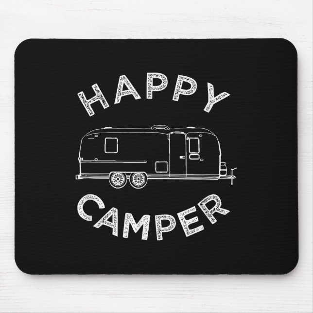 Happy Trailer Camper , Retro Camping Caravan Tee  Mouse Pad (Front)