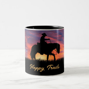 HAPPY TRAILS COWBOY  Two-Tone COFFEE MUG