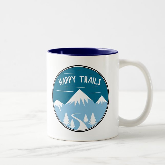 Happy Trails Hiking Two-Tone Coffee Mug (Right)