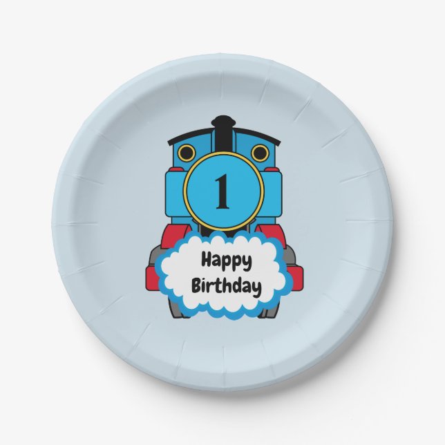 Happy Train boy birthday plate (Front)