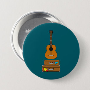 Happy Travel with Luggage and Guitar 7.5 Cm Round Badge