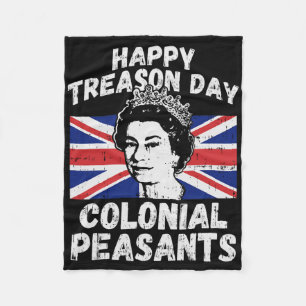 Happy Treason Day Colonial Peasants Usa 4th Of Jul Fleece Blanket