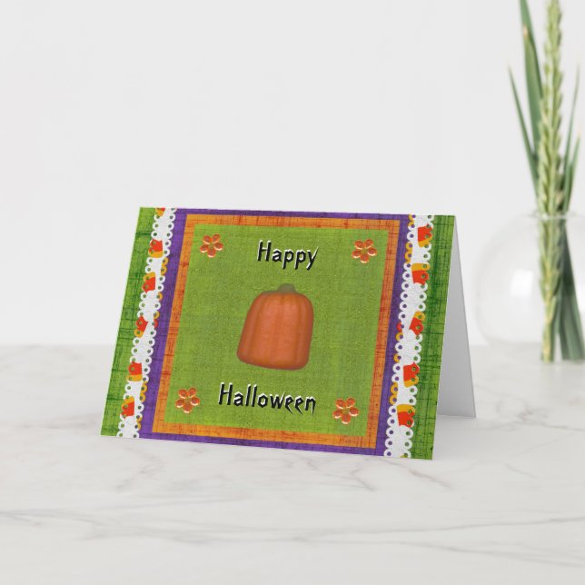 Happy Treat Filled Halloween Candy Corn Pumpkin Card (Front)